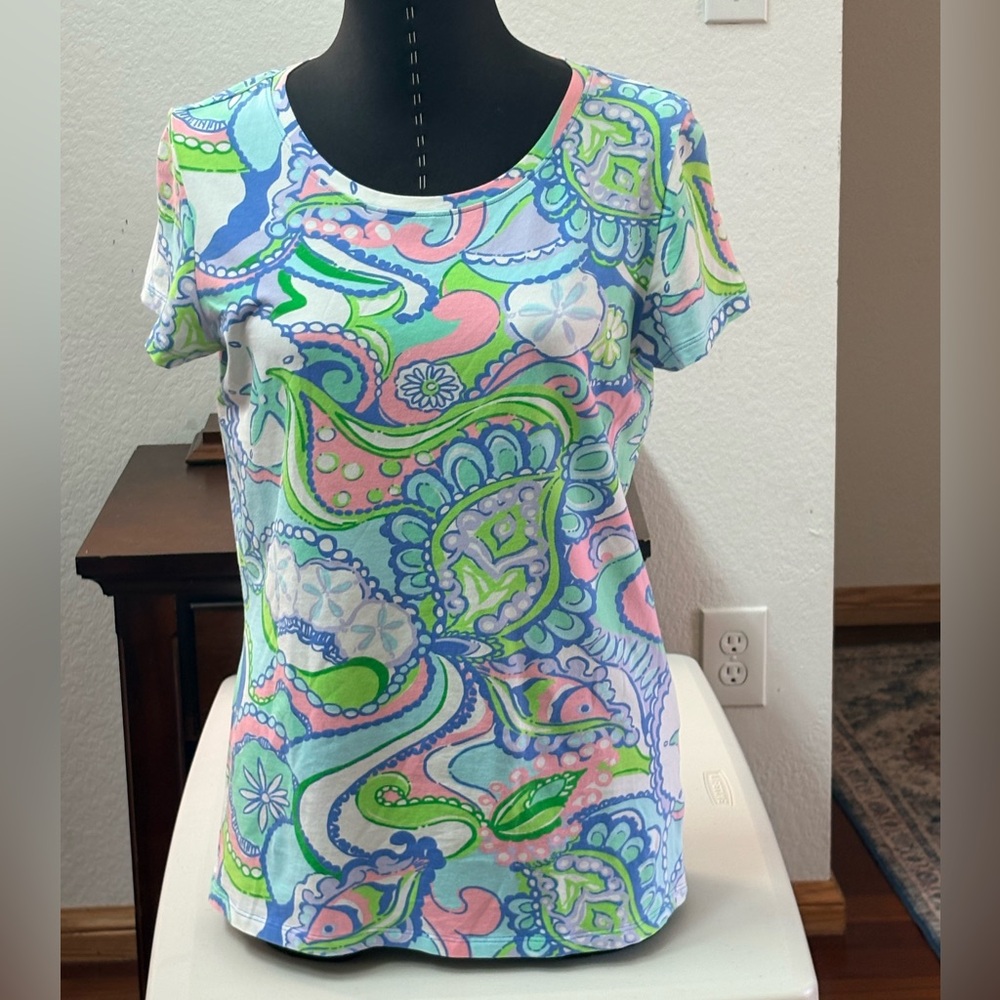 LILLY PULITZER SHORT SLEEVE TOP SHIRT BLOUSE WOMEN SIZE SMALL EXCELLENT COND - Picture 2 of 6